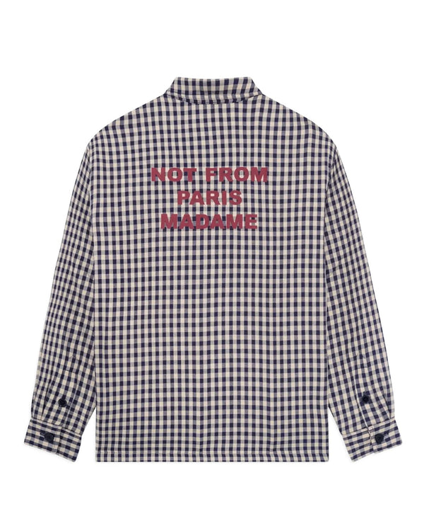 Drôle de Monsieur Check Overshirt With Slogan Beige productfoto 1