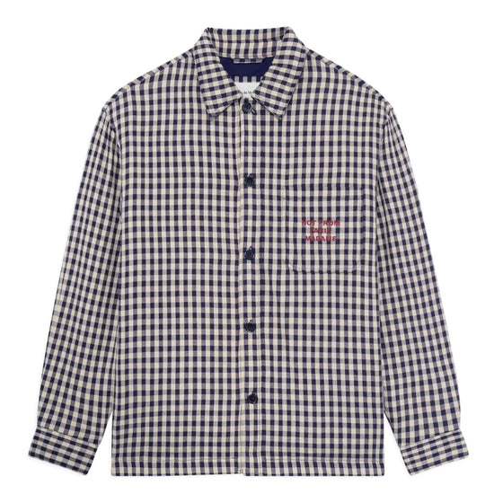 Drôle de Monsieur Check Overshirt With Slogan Beige productfoto 2