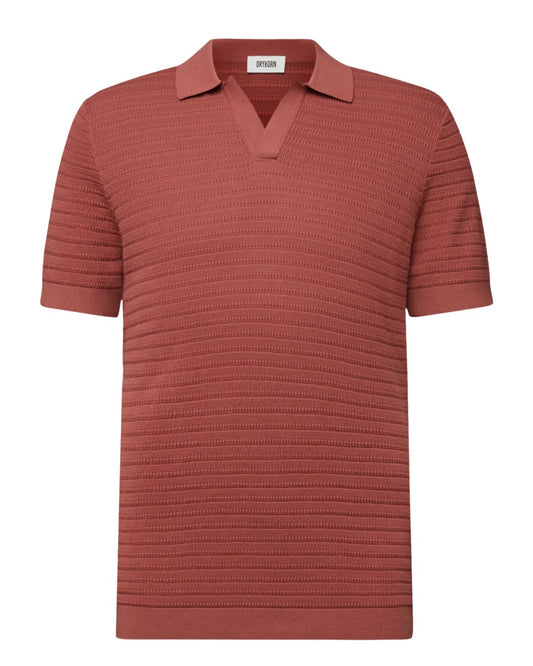 Burnt Coral Braian Knitted Skipper Polo