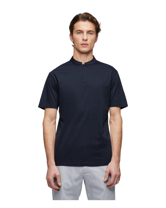 Blue Louis Henley Cotton T-shirt