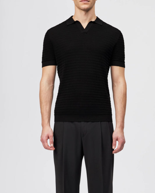 Black Braian Knitted Skipper Polo