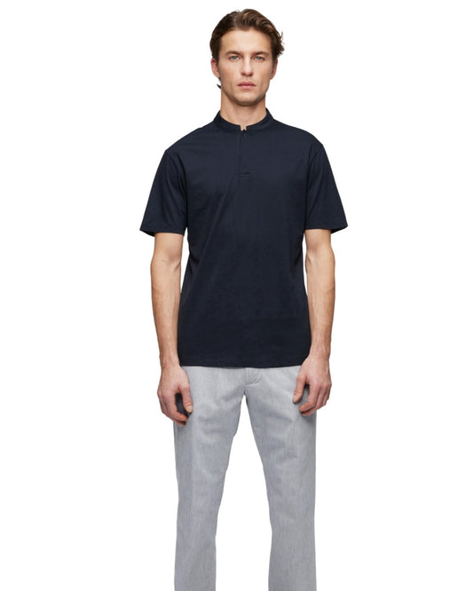 Blue Louis Henley Cotton T-shirt