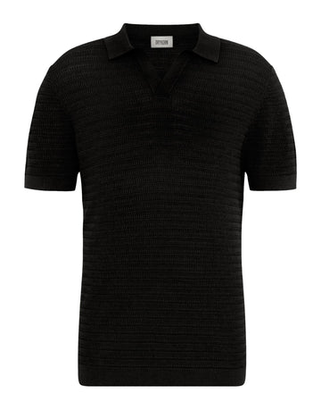 Black Braian Knitted Skipper Polo