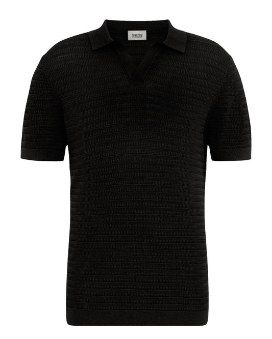Black Braian Knitted Skipper Polo