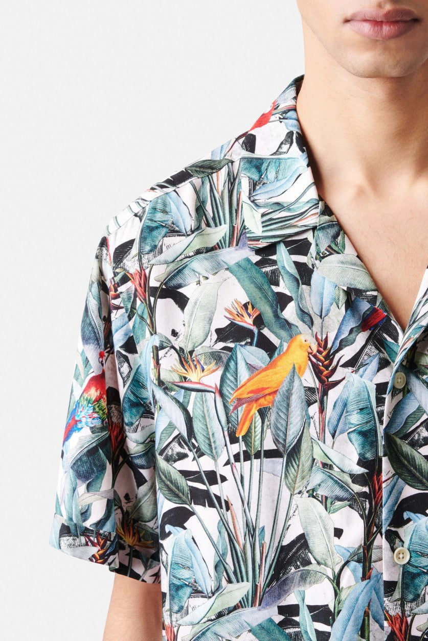 Drykorn Bijan 2 hemd met jungleprint, detail kraag en print
