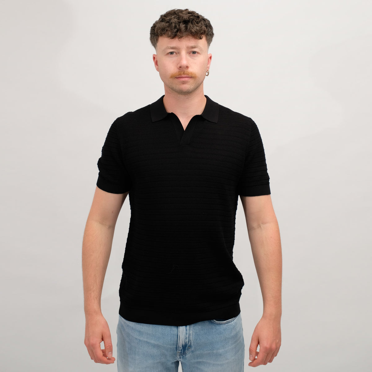 Drykorn Black Knit Polo – productbeeld 2