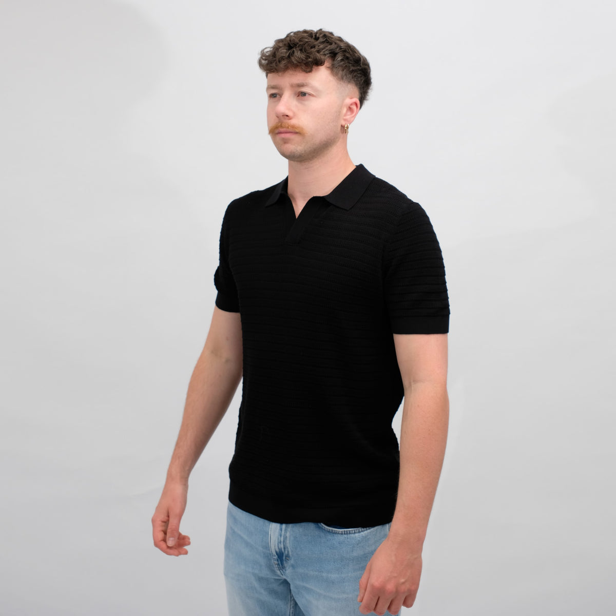 Drykorn Black Knit Polo – productbeeld 3