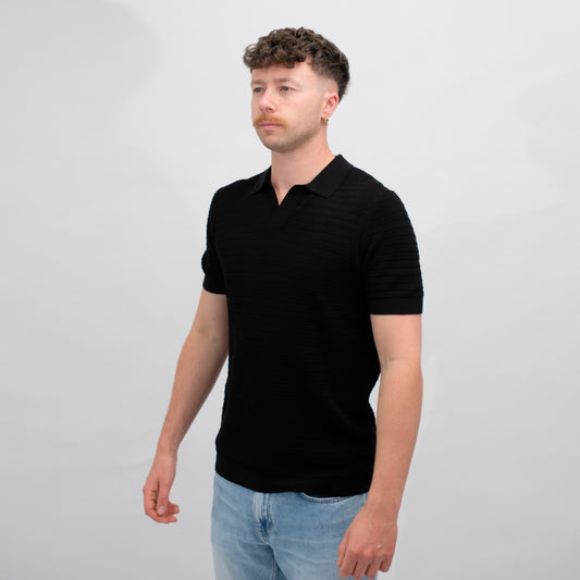 Drykorn Black Knit Polo – productbeeld 3