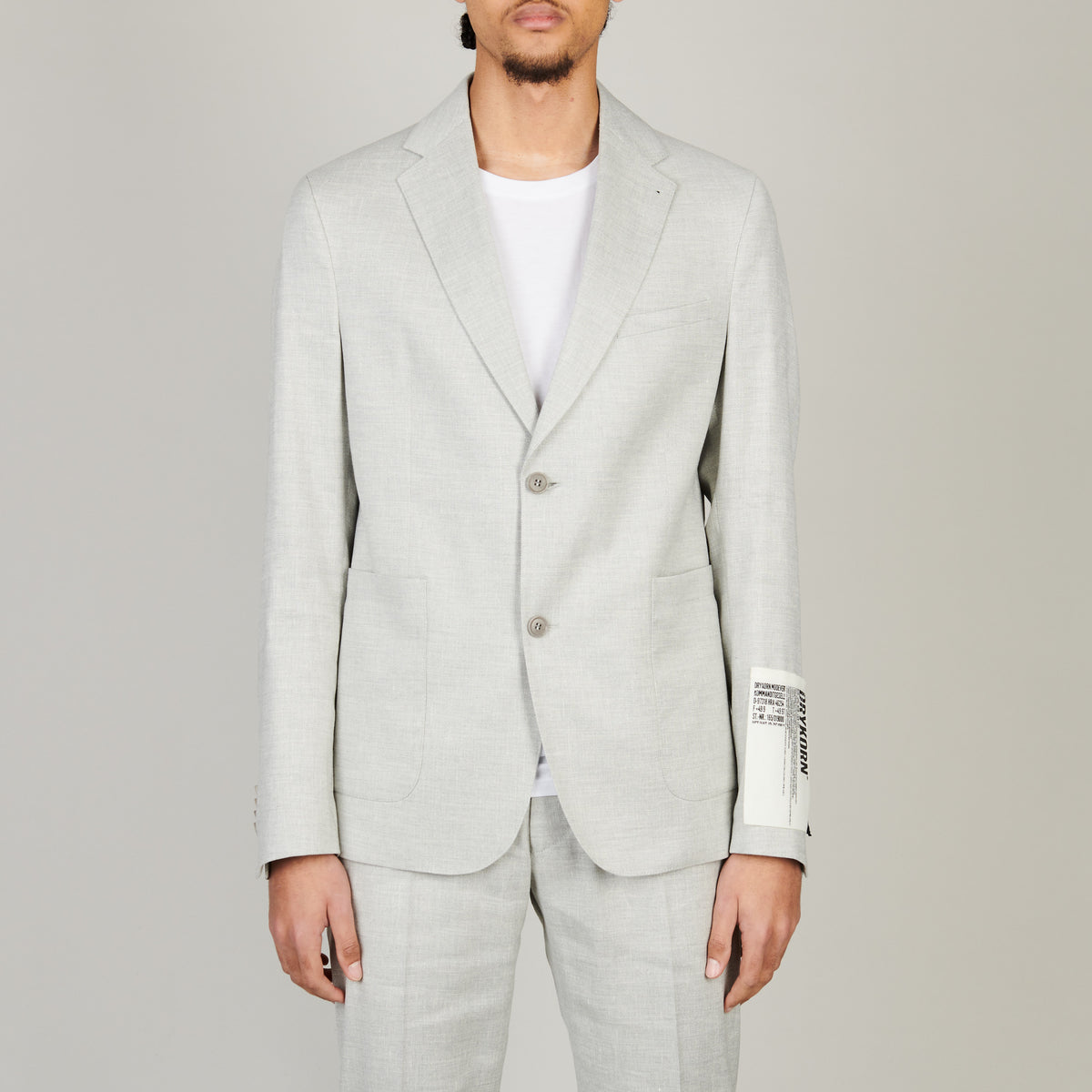 Drykorn Carles Linen Blazer Grey Beige – productbeeld 1