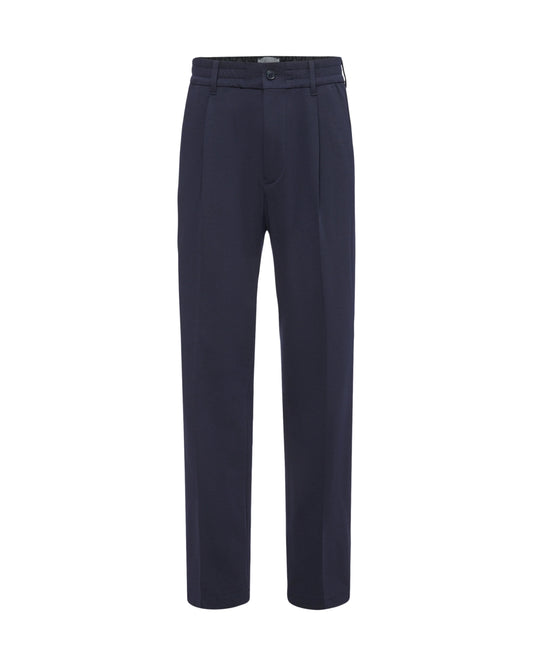 Drykorn Blue Chasy RGLR Jersey Pleated Regular Fit Trousers – vooraanzicht