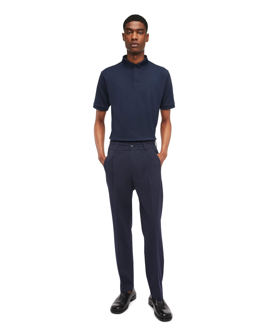 Drykorn Blue Chasy RGLR Jersey Pleated Regular Fit Trousers – productbeeld 3