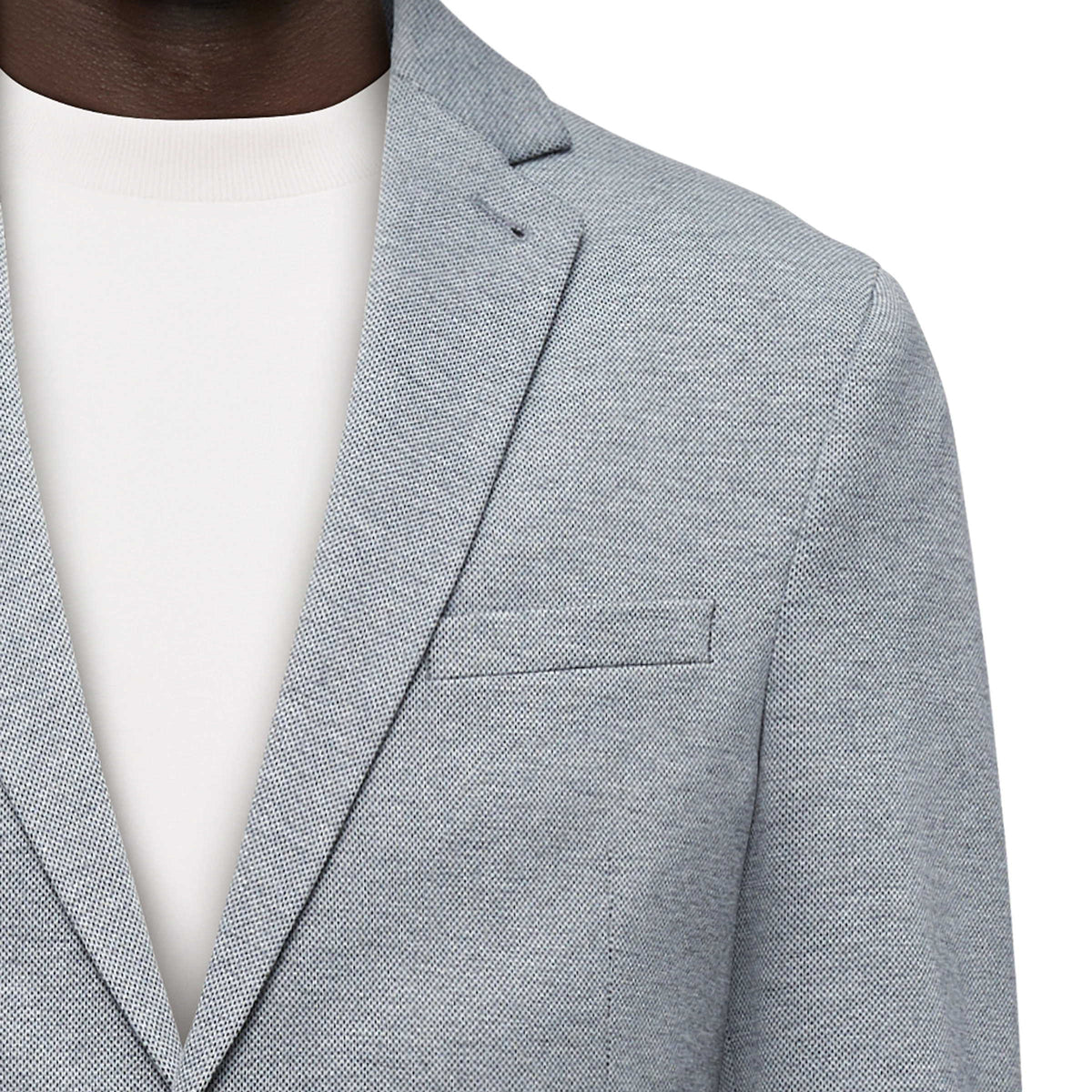 Drykorn Horley blazer grijs, detail revers en borstzak