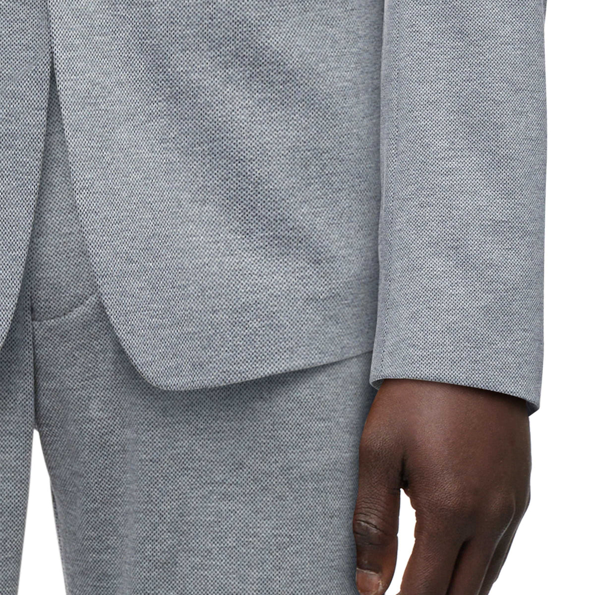 Drykorn Horley blazer grijs, detail voorzak en mouw