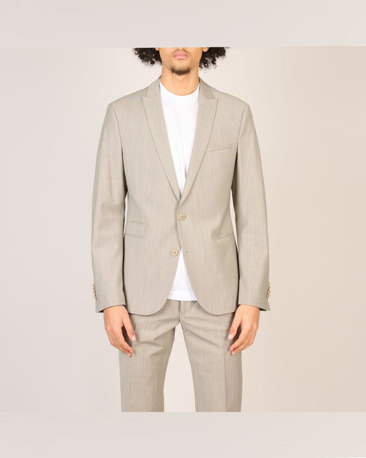 Drykorn Irving blazer beige, gedragen vooraanzicht