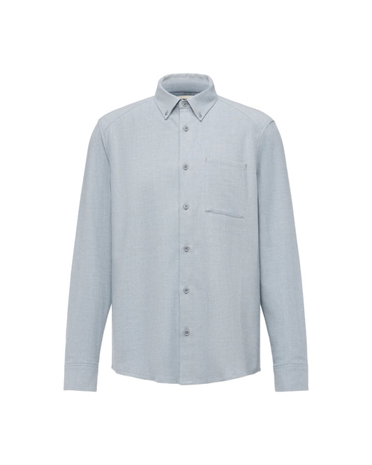 Drykorn Blue Liet Herringbone Flannel Regular Fit Shirt – vooraanzicht