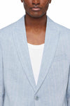 Drykorn Lonest blazer grijsblauw, detail revers