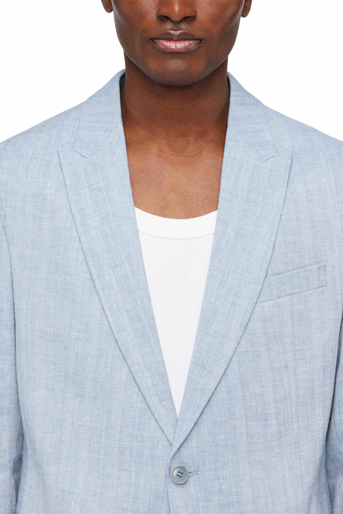 Drykorn Lonest blazer grijsblauw, detail revers