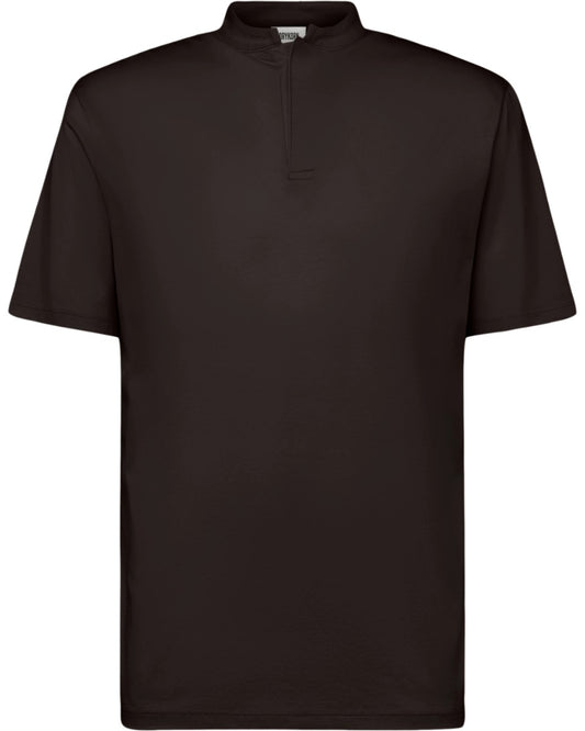 Drykorn Louis henley T-shirt bruin, productfoto vooraanzicht