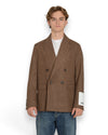 Drykorn Lowan double-breasted blazer bruin, gedragen vooraanzicht