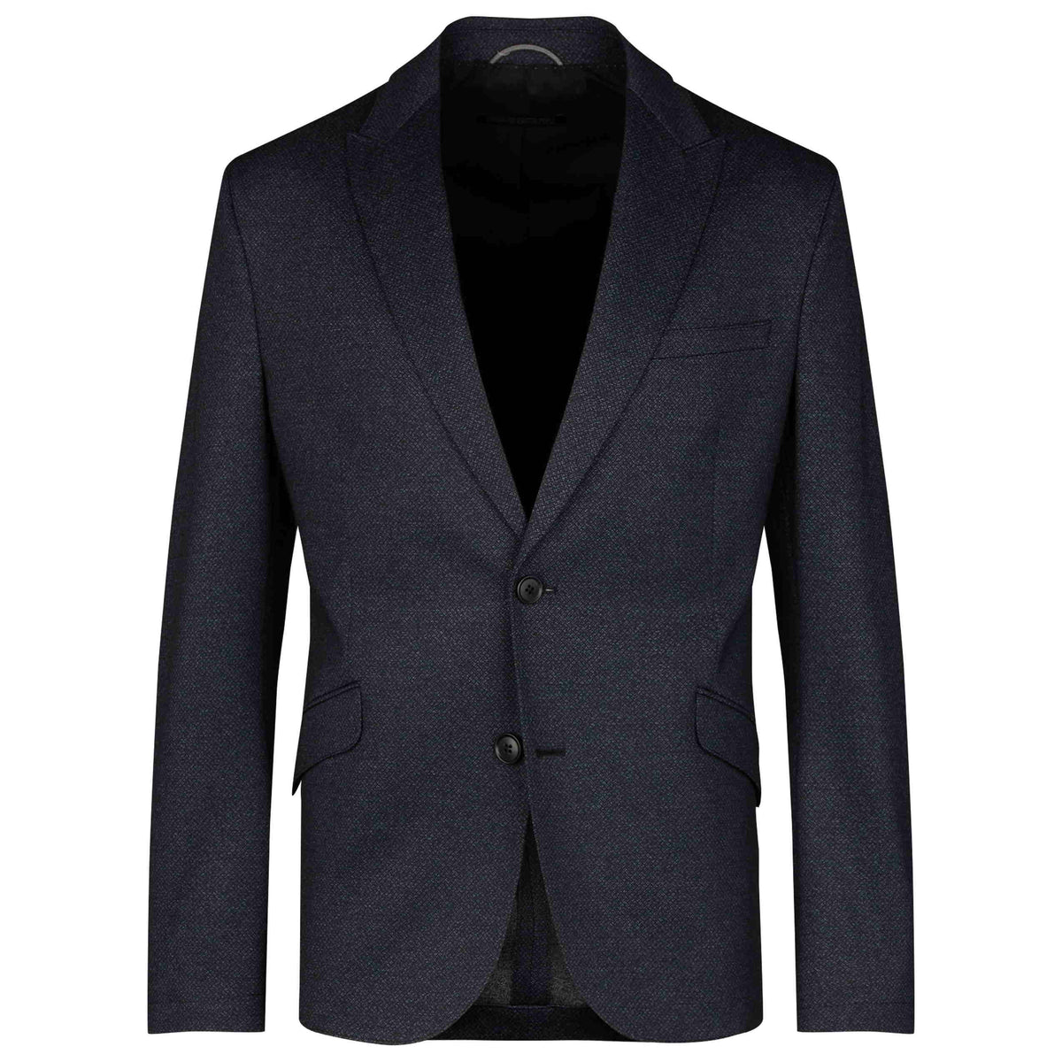 Drykorn Lynden Honeyprint Jersey Blazer Blue Grey – vooraanzicht