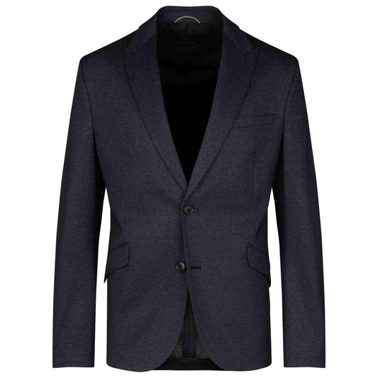 Drykorn Lynden Honeyprint Jersey Blazer Blue Grey – vooraanzicht