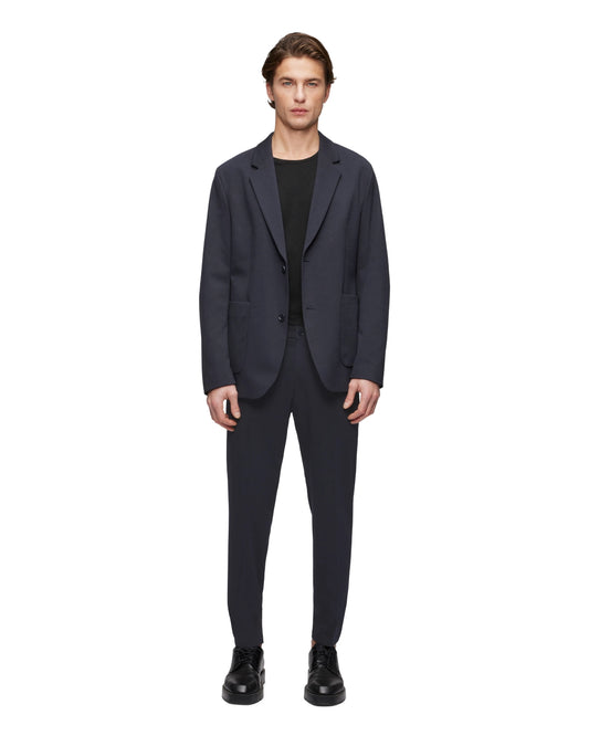Drykorn Marls blazer blauw, gedragen volledig vooraanzicht