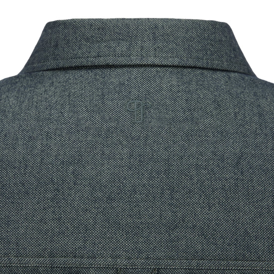 Drykorn Nowen hemd groen, detail kraag en rugpas