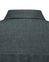 Drykorn Nowen hemd groen, detail kraag en rugpas