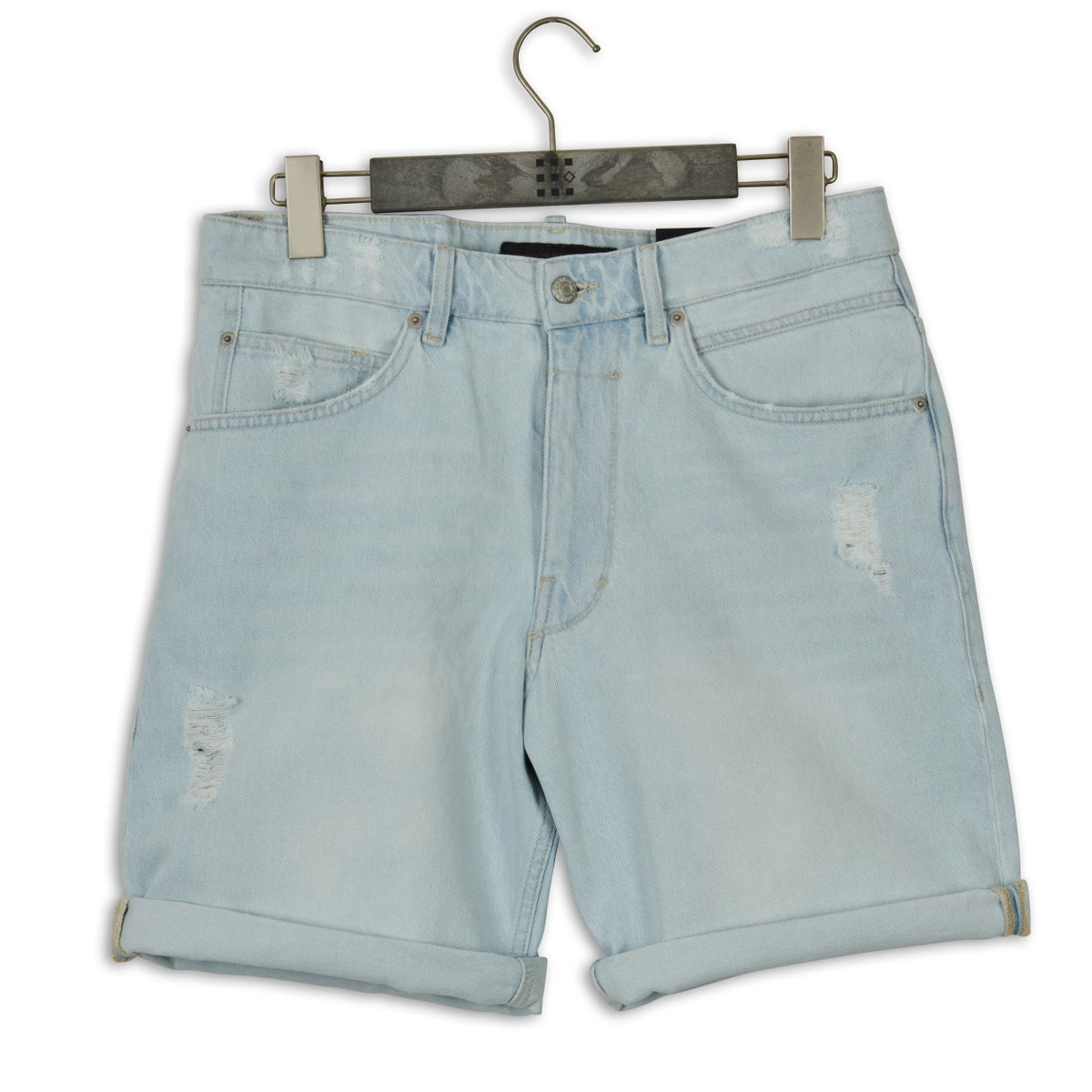 Drykorn Offshore Relaxed Fit Denim Shorts Light Blue – vooraanzicht