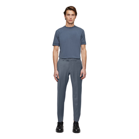 DRYKORN Piet Drynamic Stretch Wool Blend Slim Fit Trousers Grey Blue – vooraanzicht
