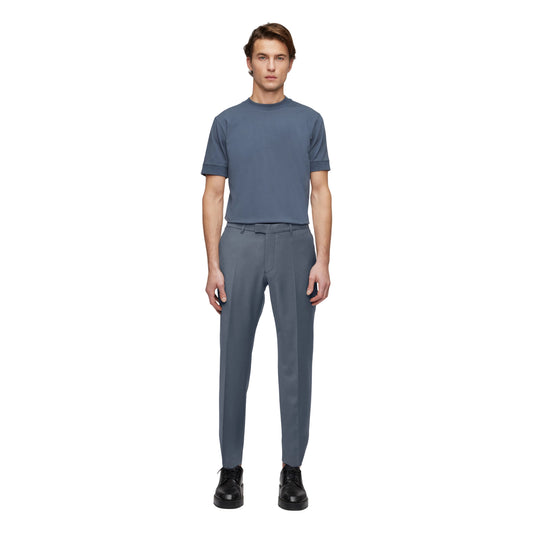 DRYKORN Piet Drynamic Stretch Wool Blend Slim Fit Trousers Grey Blue – vooraanzicht