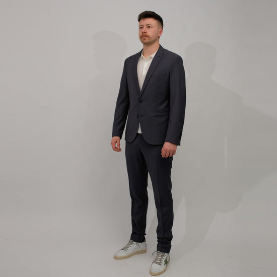 DRYKORN Piet Drynamic Stretch Wool Blend Slim Fit Trousers Grey Blue – productbeeld 5
