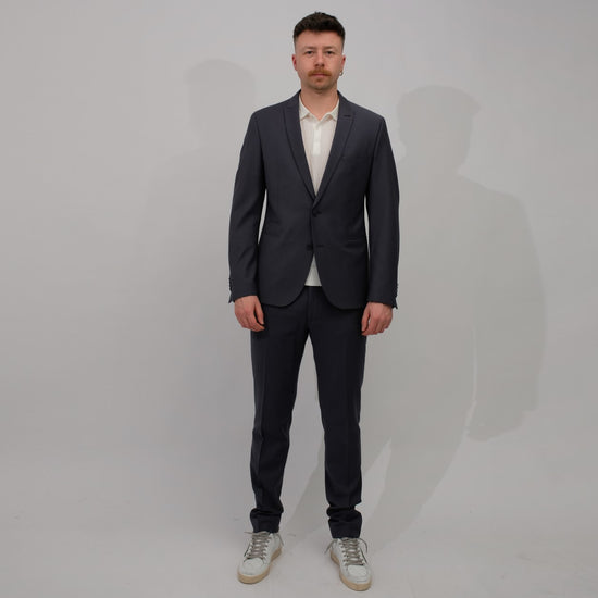 DRYKORN Piet Drynamic Stretch Wool Blend Slim Fit Trousers Grey Blue – productbeeld 6
