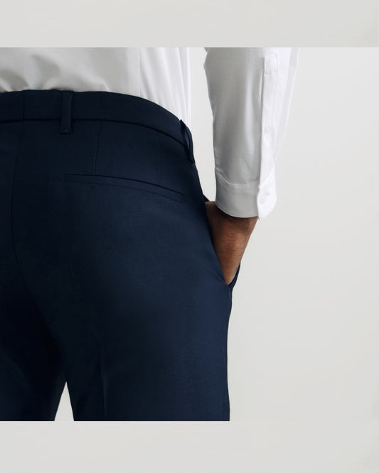 Drykorn Piet pantalon navy, detail achterzak