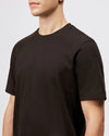 Drykorn Raphael T-shirt bruin, detail ronde hals