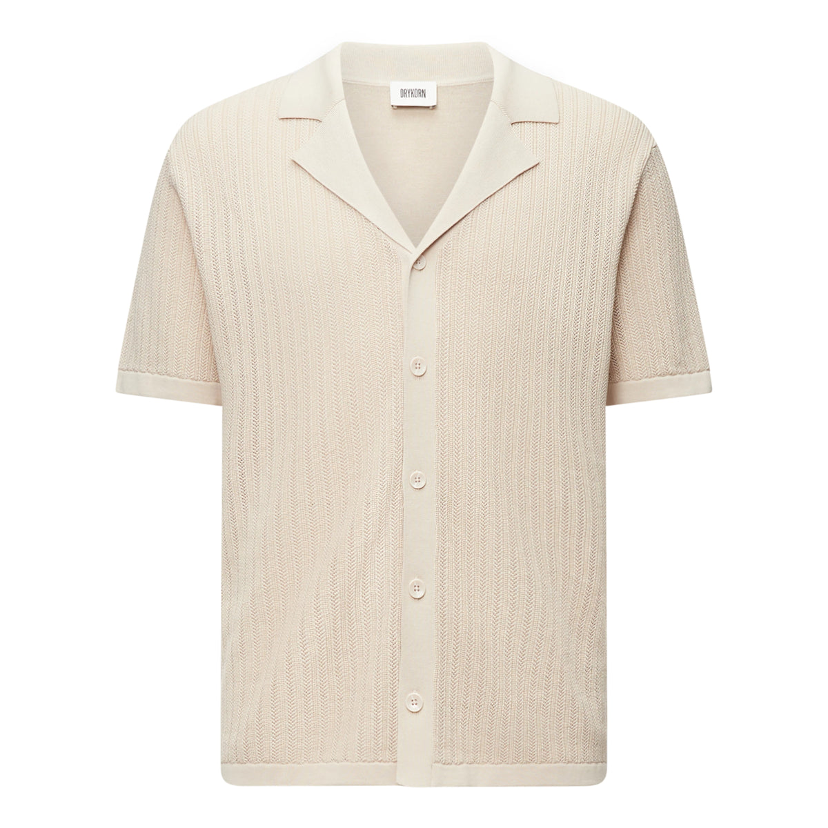 DRYKORN Ray Regular Fit Knitted Cotton Polo Beige – vooraanzicht
