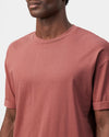 Drykorn Thilo T-shirt burnt coral, detail ronde hals