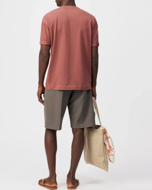 Drykorn Thilo T-shirt burnt coral, gedragen volledig achteraanzicht