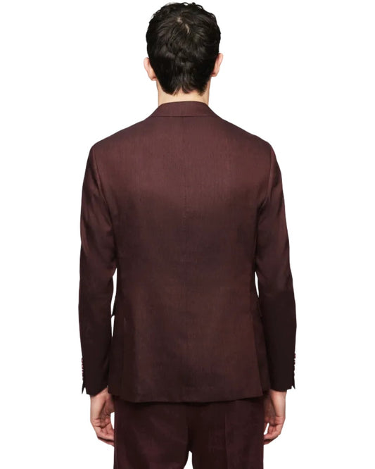Drykorn Yames blazer bitter chocolate, gedragen achteraanzicht