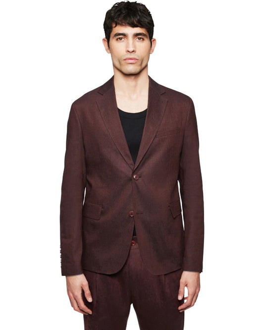 Drykorn Yames blazer bitter chocolate, gedragen vooraanzicht