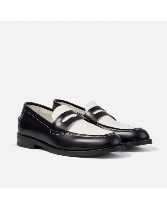 DUKE AND DEXTER Black and White Penny Loafer – vooraanzicht
