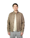 Green Brown Soil Alcamo Button Closure Bomber Jacket