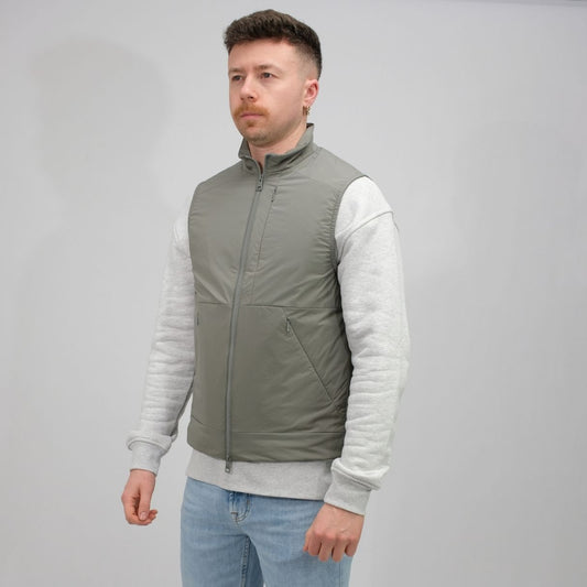 DUNO Moss Green Grey Arlo Stretch Tech Bodywarmer – productbeeld 3