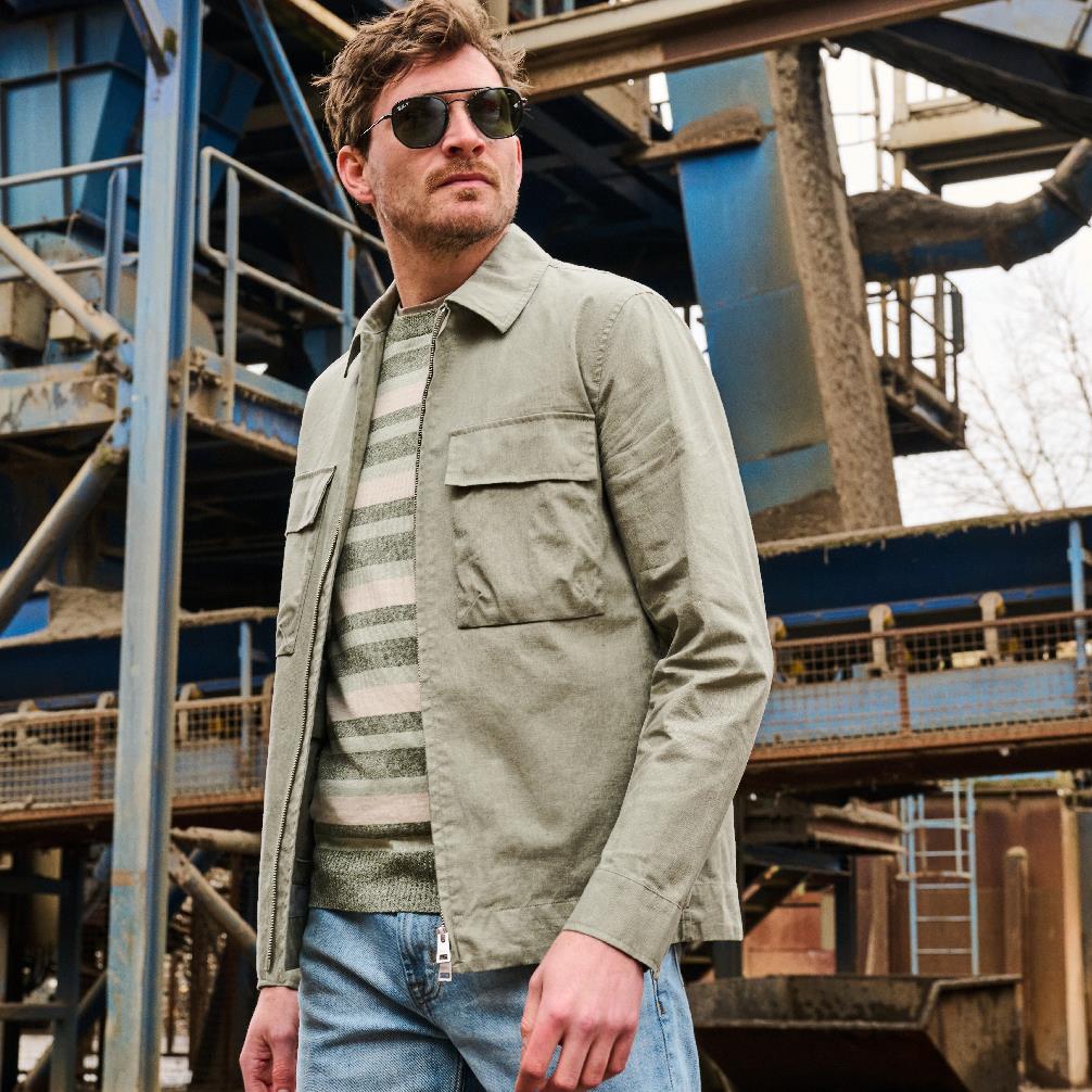 DUNO Elios Waterproof Linen Shirt Jacket Moss Green – vooraanzicht