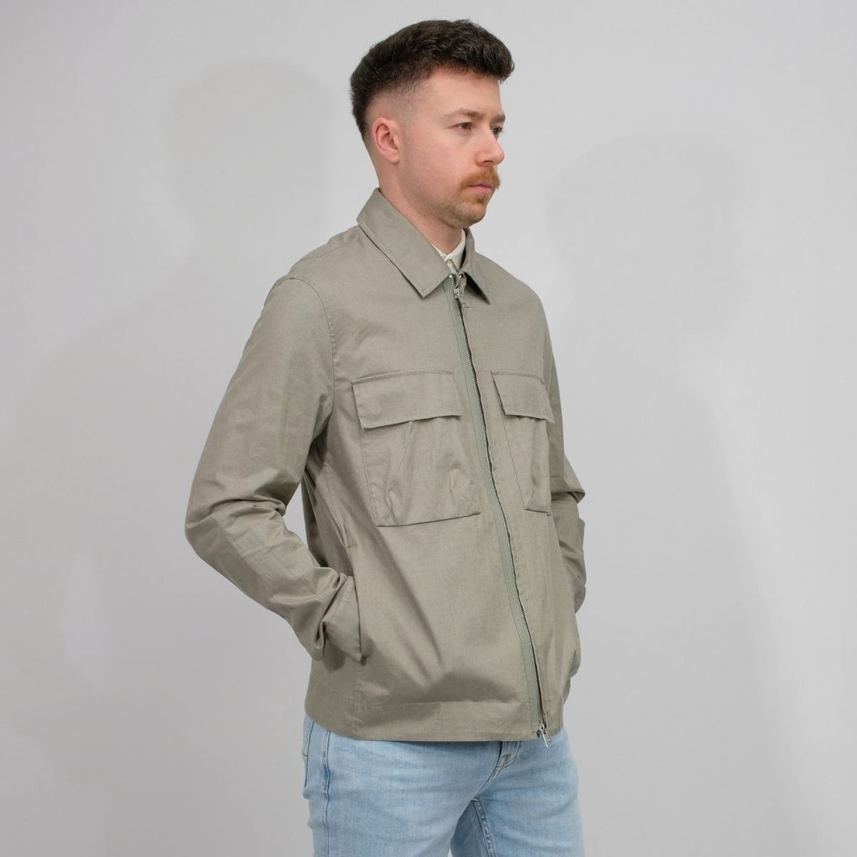 DUNO Elios Waterproof Linen Shirt Jacket Moss Green – productbeeld 3
