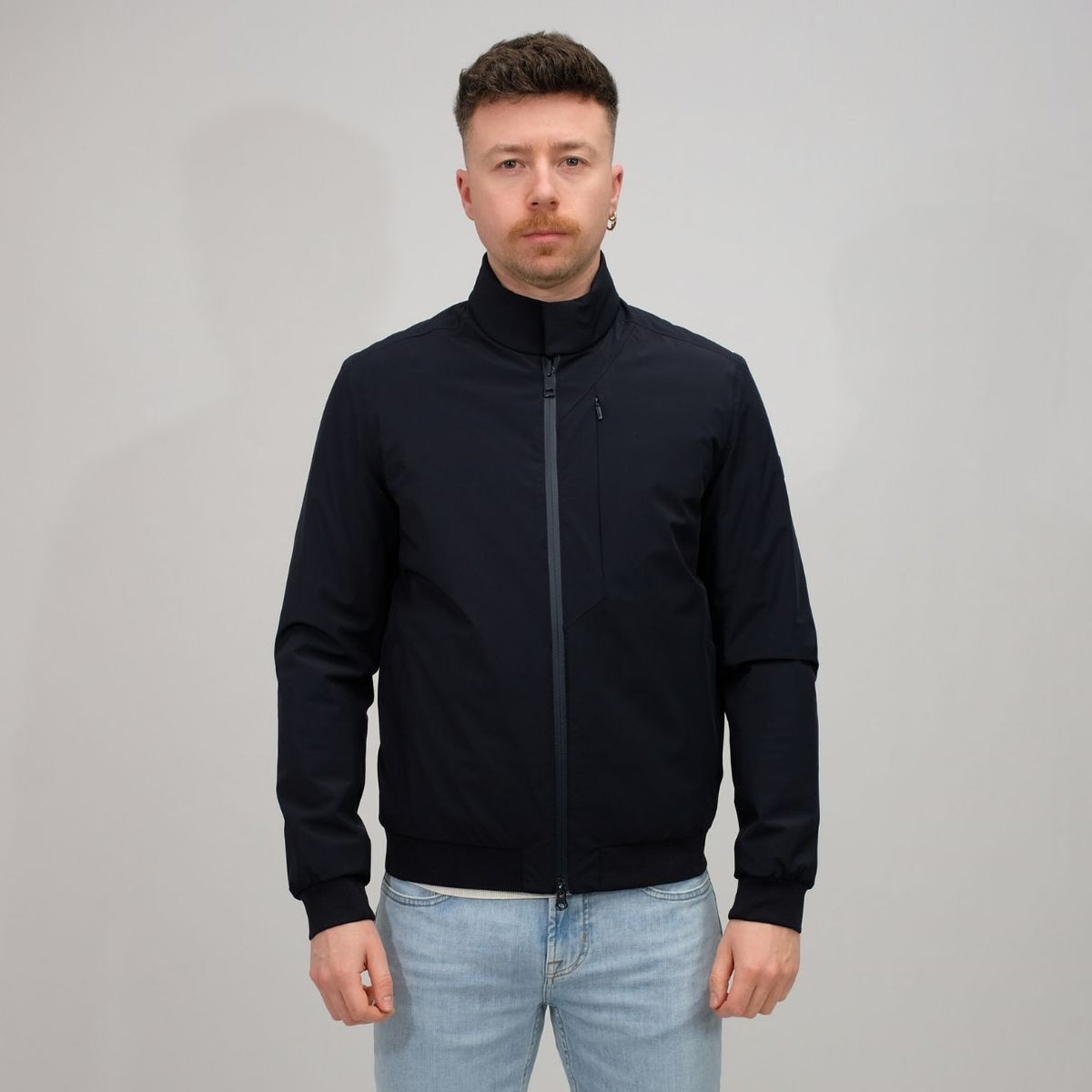 DUNO Navy River Bi-stretch Tech Reversible Jacket Navy – vooraanzicht