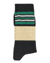 Escuyer 5 Stripes Crew Socks in zwart, groen en ecru – sokken met papieren wikkel