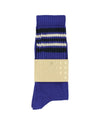 Escuyer 5 Stripes Crew Socks in helderblauw, ecru en navy – sokken met papieren wikkel