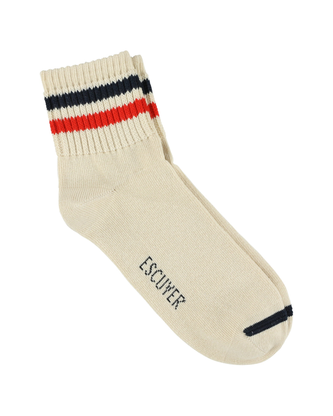 Escuyer Ankle Socks in ecru, blauw en oranje – enkele sok met strepen