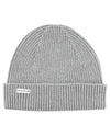 Escuyer Ribbed Merino Beanie muts in grijs – vooraanzicht met omgeslagen boord
